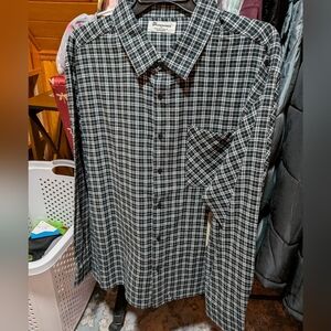No Boundaries Soft Light Flannel Green,Black and White Checkered Men's Shirt